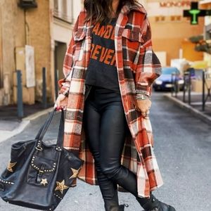 Plaid Maxi Shacket Orange Black 🧡🖤 sz S-XL